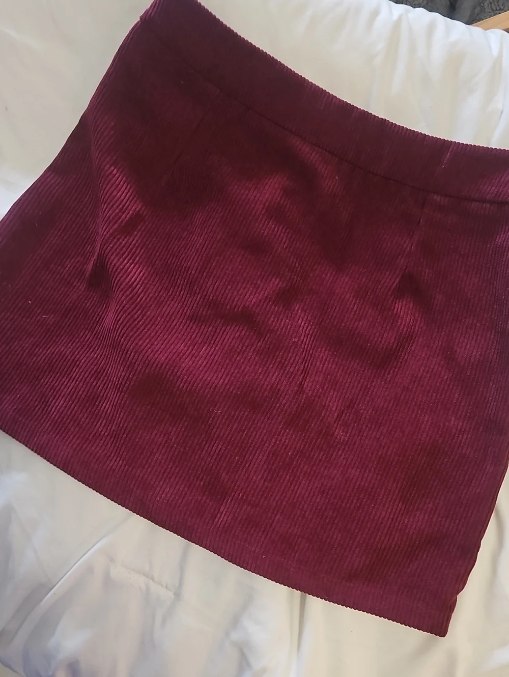SHEIN Burgundy Corduroy Button-Front Mini Skirt